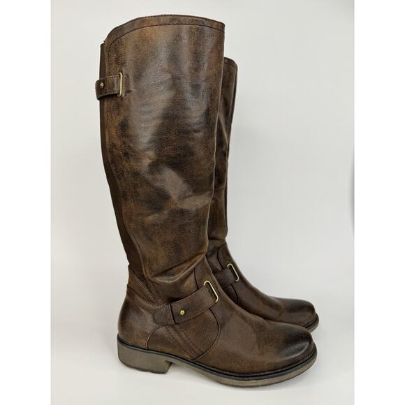 Baretraps Sophy Brown Riding Boots Women’s 7.5M Faux Leather Tall Zip Equestrian - Picture 1 of 9